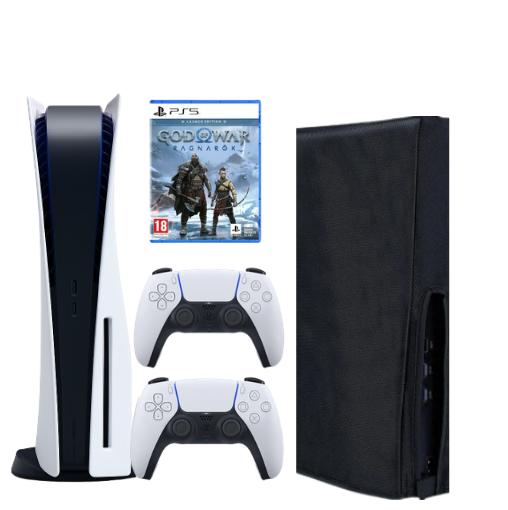 SONY Playstation 5 (PS5) Standard Disc Edition 825GB + Extra DualSense Controller + God of War Ragnarok (PS5 Ver) + Dust Cover